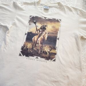 Vintage western and Native American-themed art Tshirt Size LARGE
